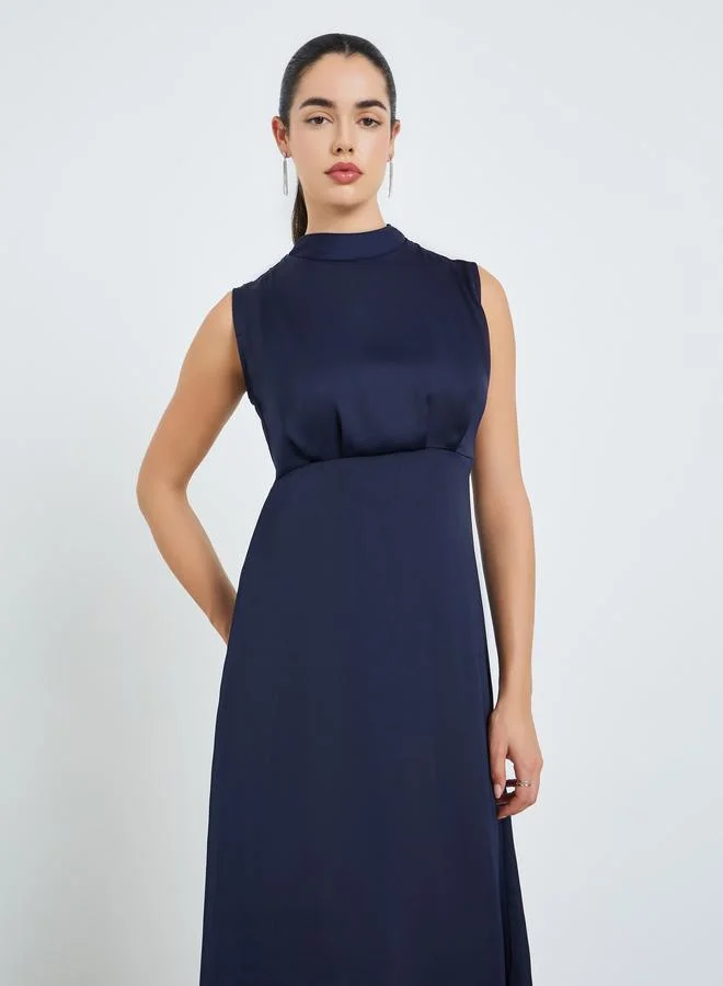 ستايلي فستان طويل بلا أكمام وحافة واسعة للنساء